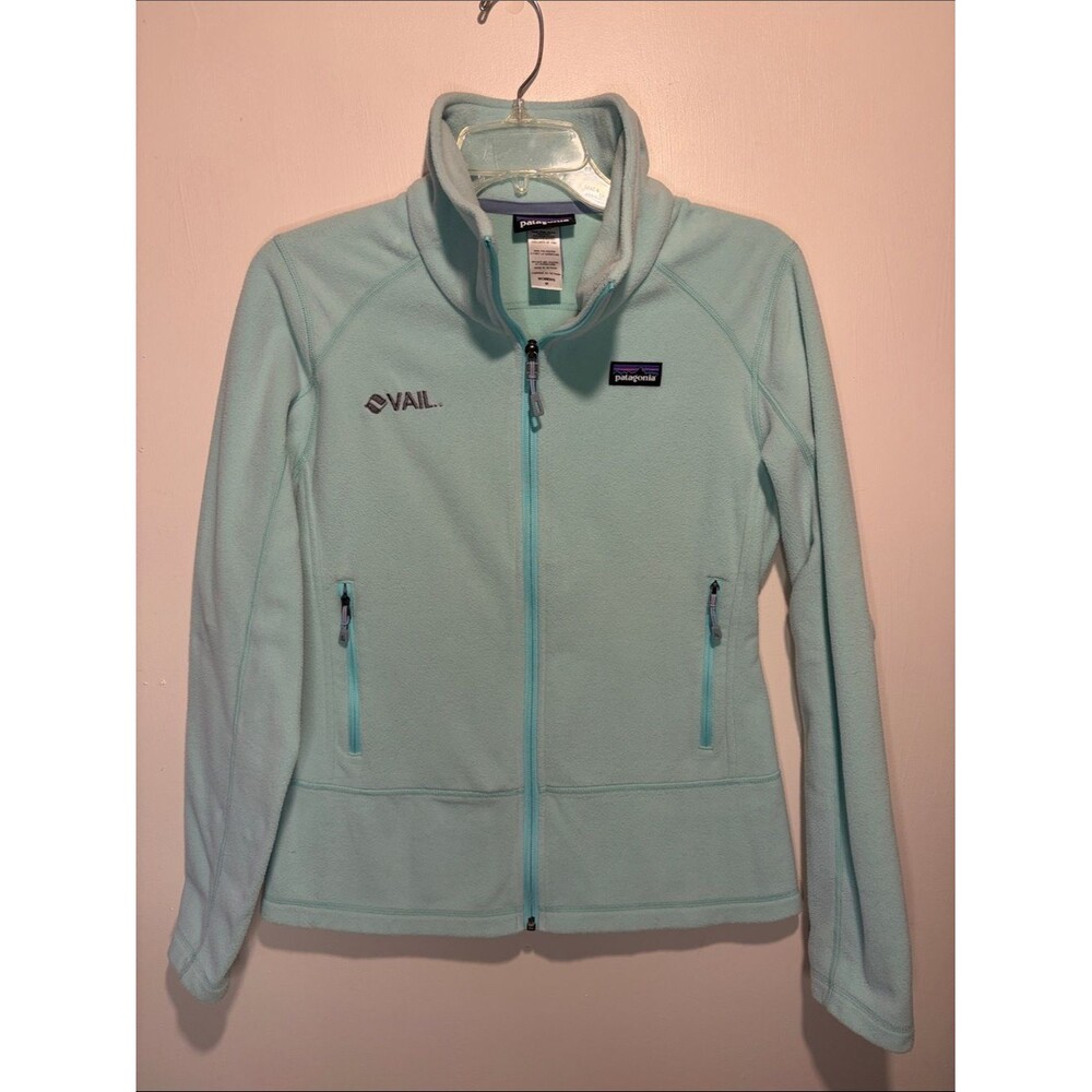 Patagonia Vail Full Zip Fleece Jacket Teal Blue Zip + Inside Pockets Size M Ski
